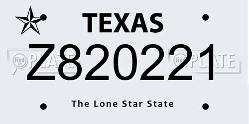 Z820221 Texas License Plate