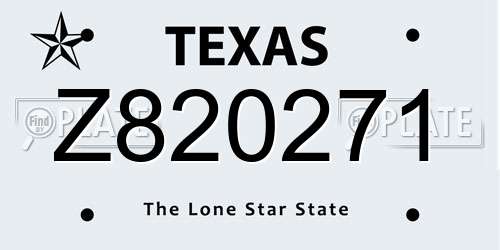 Z820271 Texas License Plate