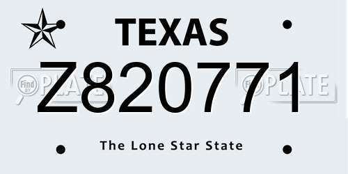 Z820771 Texas License Plate