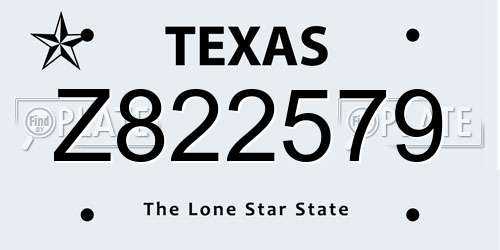 Z822579 Texas License Plate