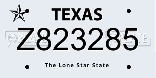 Z823285 Texas License Plate