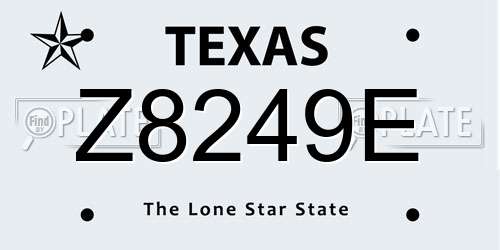 Z8249E Texas License Plate