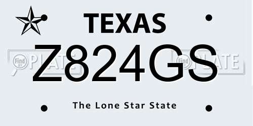 Z824GS Texas License Plate