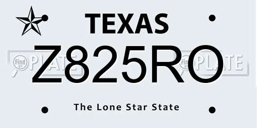 Z825RO Texas License Plate