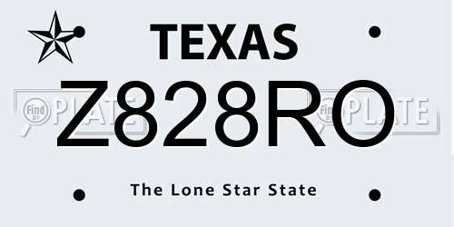 Z828RO Texas License Plate