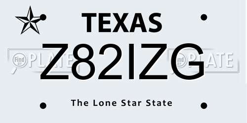 Z82IZG Texas License Plate