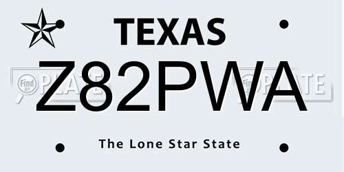 Z82PWA Texas License Plate