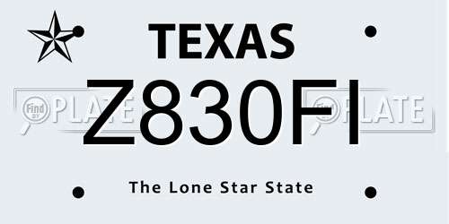 Z830FI Texas License Plate