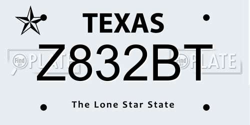Z832BT Texas License Plate