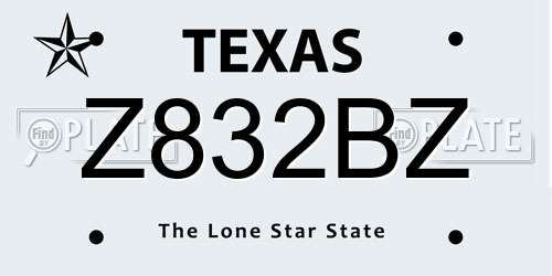 Z832BZ Texas License Plate