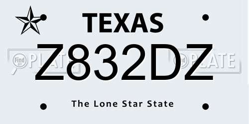 Z832DZ Texas License Plate