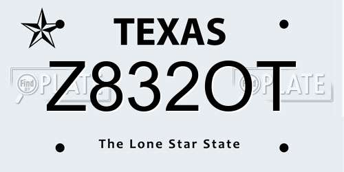 Z832OT Texas License Plate