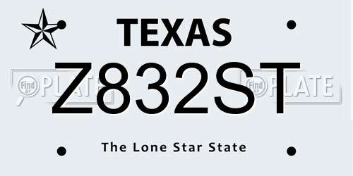 Z832ST Texas License Plate