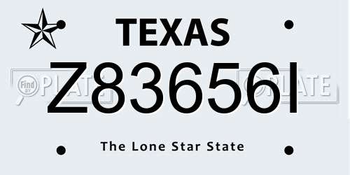 Z83656I Texas License Plate