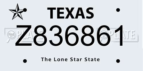 Z836861 Texas License Plate