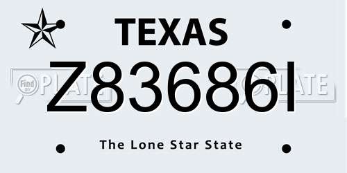 Z83686I Texas License Plate