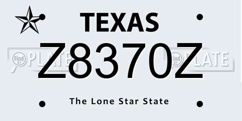 Z8370Z Texas License Plate