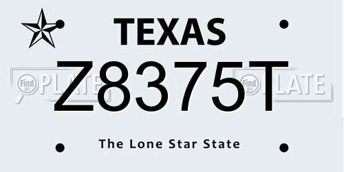 Z8375T Texas License Plate