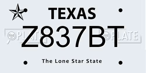Z837BT Texas License Plate