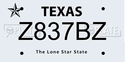 Z837BZ Texas License Plate