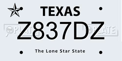 Z837DZ Texas License Plate