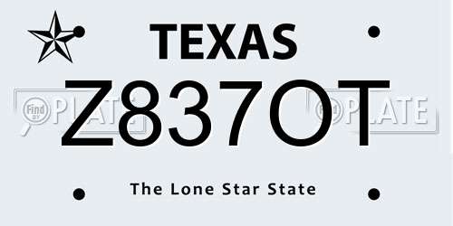 Z837OT Texas License Plate