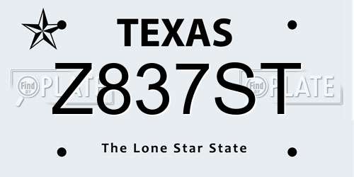 Z837ST Texas License Plate