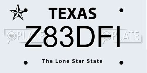 Z83DFI Texas License Plate