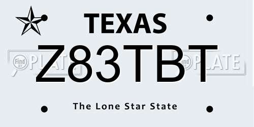 Z83TBT Texas License Plate