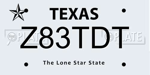 Z83TDT Texas License Plate