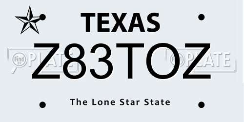 Z83TOZ Texas License Plate
