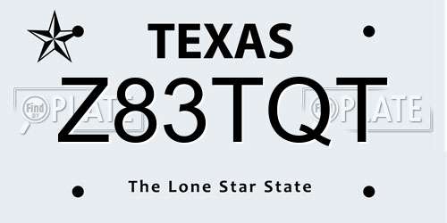 Z83TQT Texas License Plate