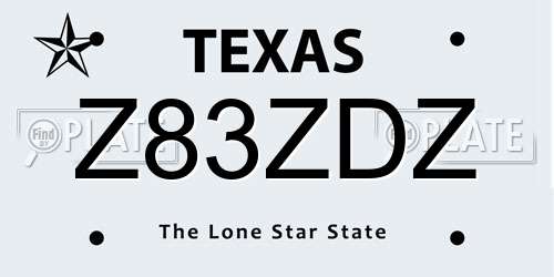 Z83ZDZ Texas License Plate