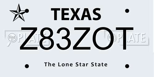 Z83ZOT Texas License Plate