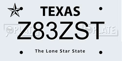 Z83ZST Texas License Plate