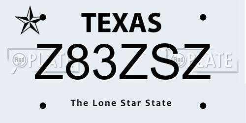 Z83ZSZ Texas License Plate