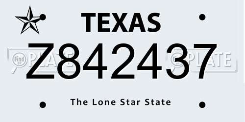 Z842437 Texas License Plate