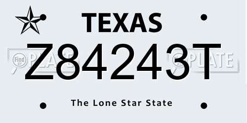 Z84243T Texas License Plate