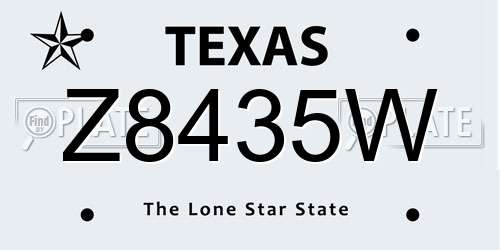 Z8435W Texas License Plate