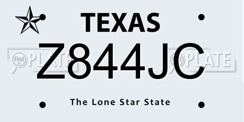 Z844JC Texas License Plate