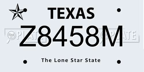 Z8458M Texas License Plate