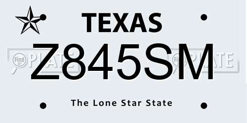 Z845SM Texas License Plate