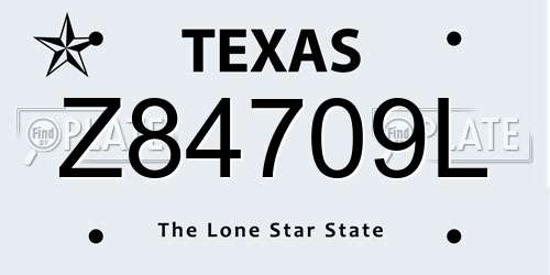 Z84709L Texas License Plate