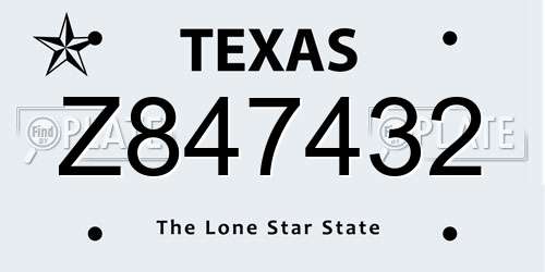 Z847432 Texas License Plate