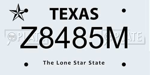 Z8485M Texas License Plate
