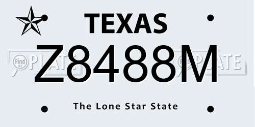 Z8488M Texas License Plate
