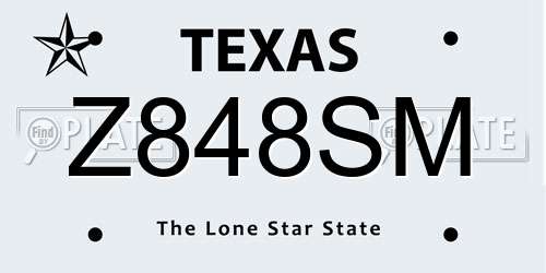 Z848SM Texas License Plate