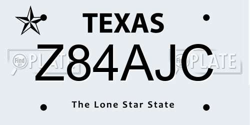 Z84AJC Texas License Plate