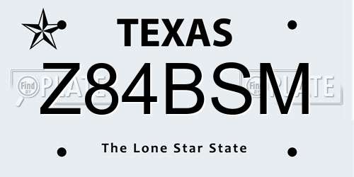 Z84BSM Texas License Plate
