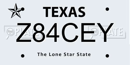 Z84CEY Texas License Plate
